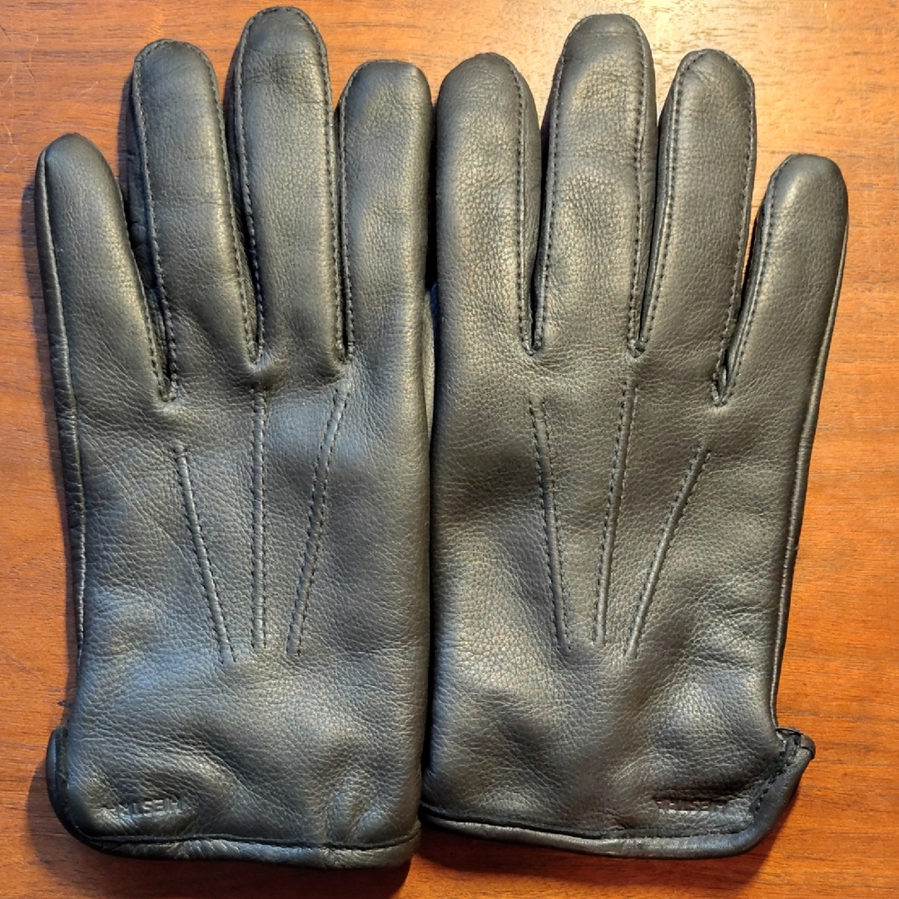 Hestra Men's Dark Leather Gloves